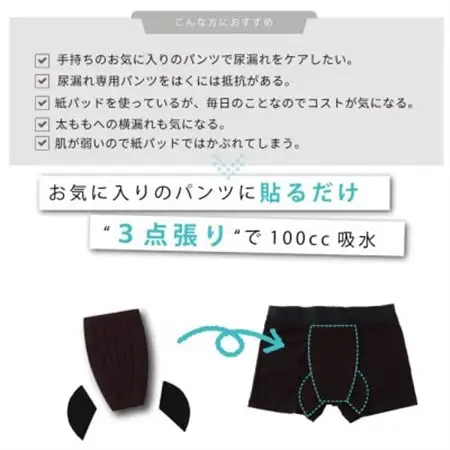 ピタガード 100 尿漏れパッド 男性用 横漏れ用パッド付き 吸水シート グレー【1687837】