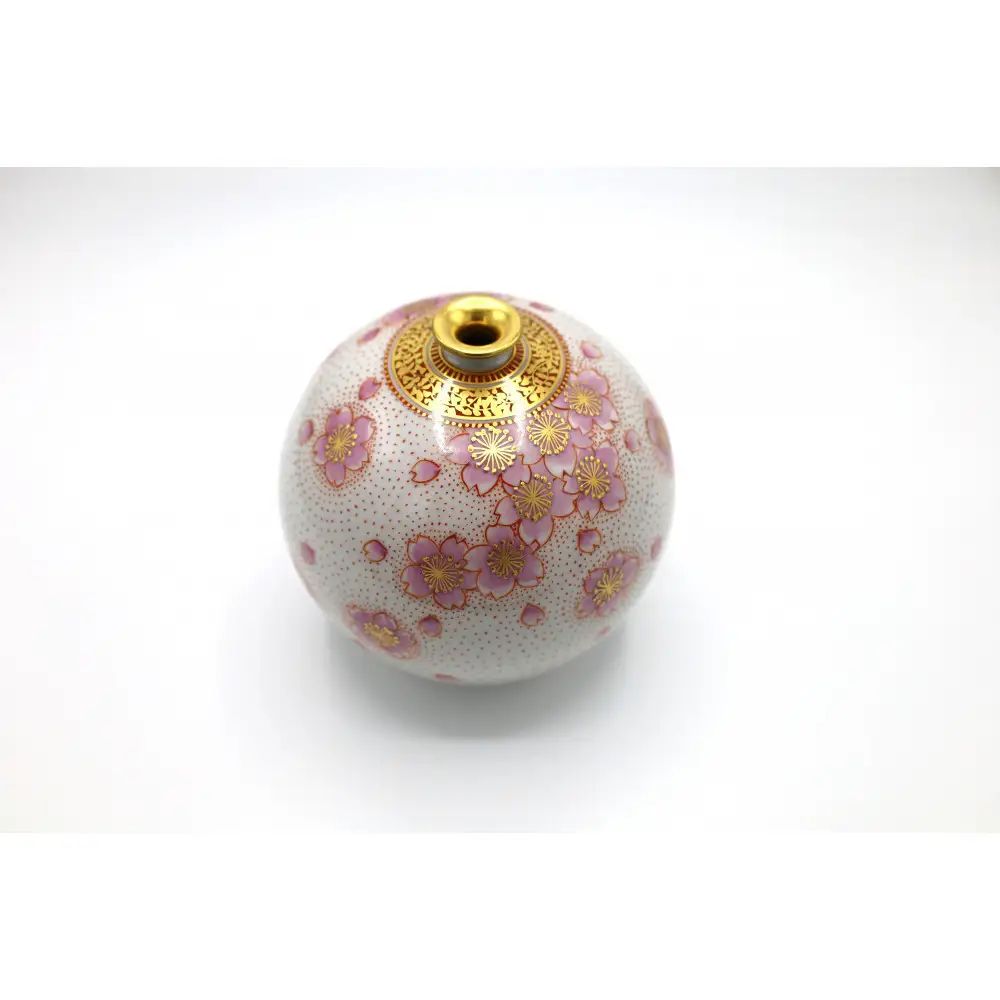 九谷焼 4号花瓶・金襴手桜