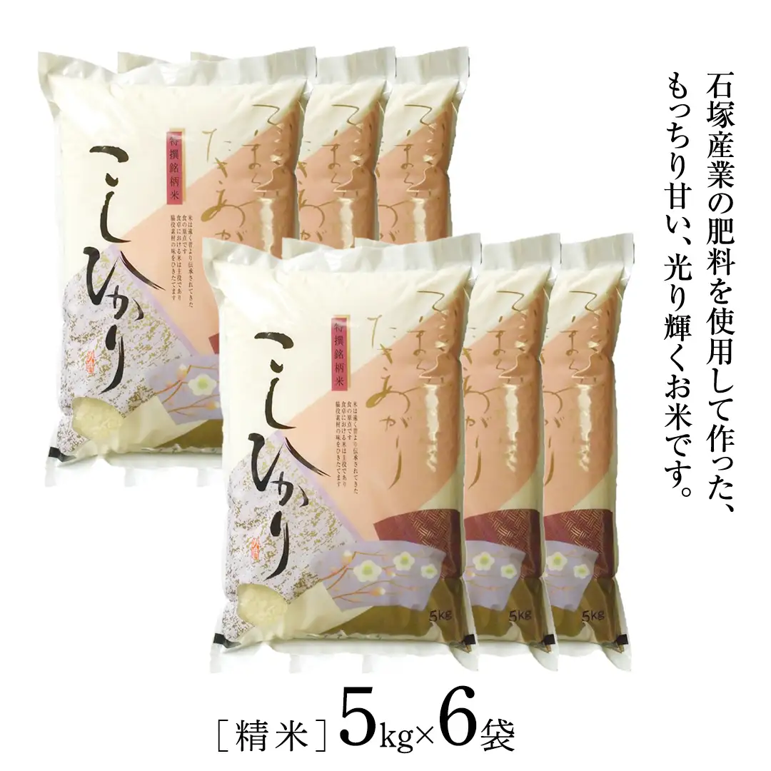 【 6ヶ月 定期便 】【 令和8年産 】 コシヒカリ 精米 5kg × 6回 ( 合計 30kg )（茨城県共通返礼品） こしひかり 米 ごはん もっちり 甘い コメ お米 白米 銘柄米 茨城県 桜川市 [EX018sa]