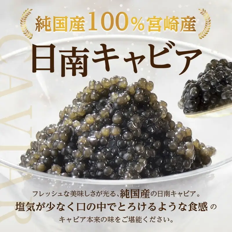 日南CAVIAR キャビア 計8g 4g × 2個 魚卵 魚介 魚貝 国産 おつまみ 世界三大珍味 グルメ 希少 贅沢 高級 上質 ご褒美 お取り寄せ 加工品 冷凍 お土産 おすすめ ギフト プレゼント 贈り物 贈答品 パーティー 個包装 おすそ分け 宮崎県 日南市 送料無料_BC79-23