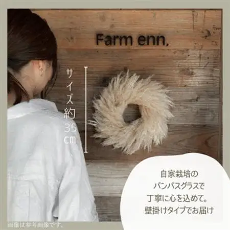 【ユーカリ農家が育てた】パンパスグラスのナチュラルリース　ドライフラワー【1670619】