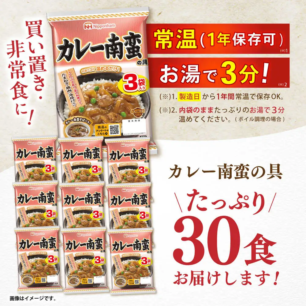 【小分け】日本ハム カレー南蛮の具 10パックセット(1パック3袋入り)計30食分 / 丼 どんぶり レトルト 鶏肉 南蛮 カレー 小分け / 諫早市 / 日本ハムマーケティング株式会社[AHAL015]