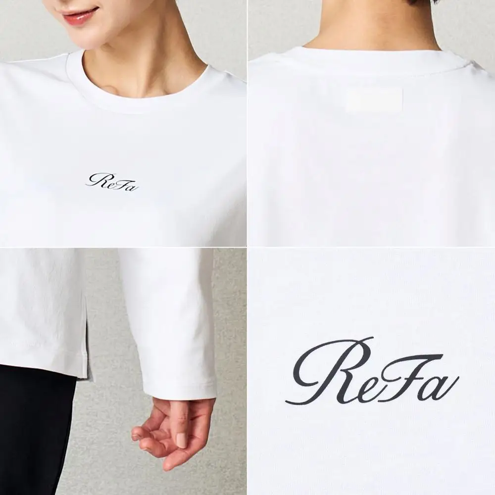 【ブラック Lサイズ】リファ バイタルテック コンフォートジャージー クルーネックロングTシャツ