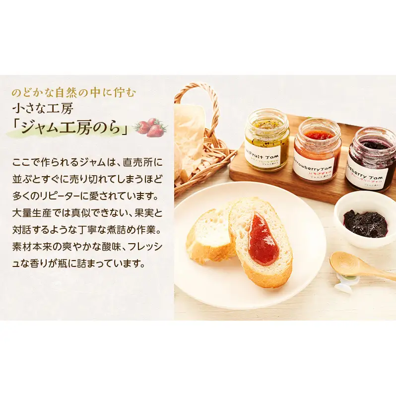 パンやヨーグルトに！定番＆季節のジャム 90g×3本セット（ブルーベリー・キウイ等）[ジャム工房のら]【 ジャム フルーツジャム コンフィチュール 果物 フルーツ パン ヨーグルト スイーツ お菓子作り トースト 秋田 羽後 】