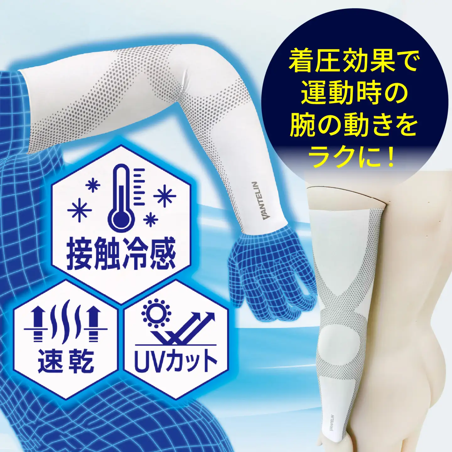 バンテリン コーワ リカバリークール 腕用 パールホワイト 【M～Lサイズ】| 腕サポーター リカバリーウェア
