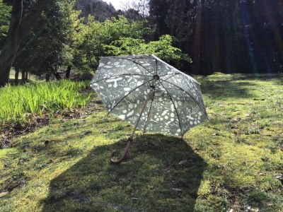 【日傘】ほぐし織 麻100％ 夏草 グレー 日傘 レディース ほぐし織 UV加工 防水 麻 