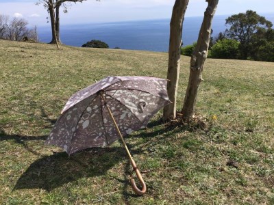 【日傘】ほぐし織 麻100％ 夏草 エンジ 日傘 レディース ほぐし織 UV加工 防水 麻 
