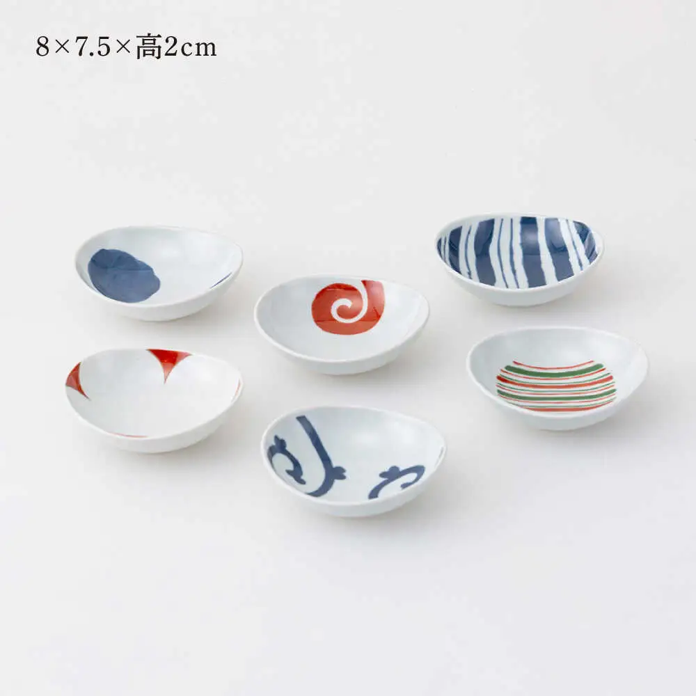 【波佐見焼】染錦絵変り 六客楕円珍味揃 ２セット 食器 ギフト【西海陶器】[OA518]