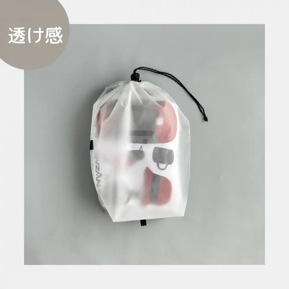 【M・3L・白】　大きめナイロン巾着袋　スタッフバッグ　スタッフサック　バッグインバッグ　着替え袋