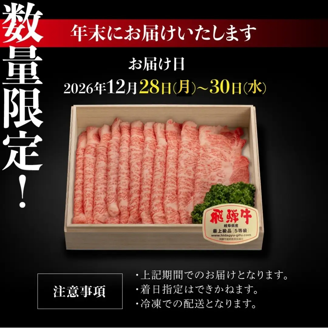 【年末お届け】飛騨牛 A5等級 ロース 500g すき焼き ｜年末お届け すき焼き 年末お届け  JQ018VC12