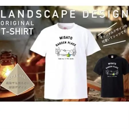 【美里町ガーデンプレイス】綿100%オリジナルTシャツ 　Landscape柄 【白】【Lサイズ】【1695872】