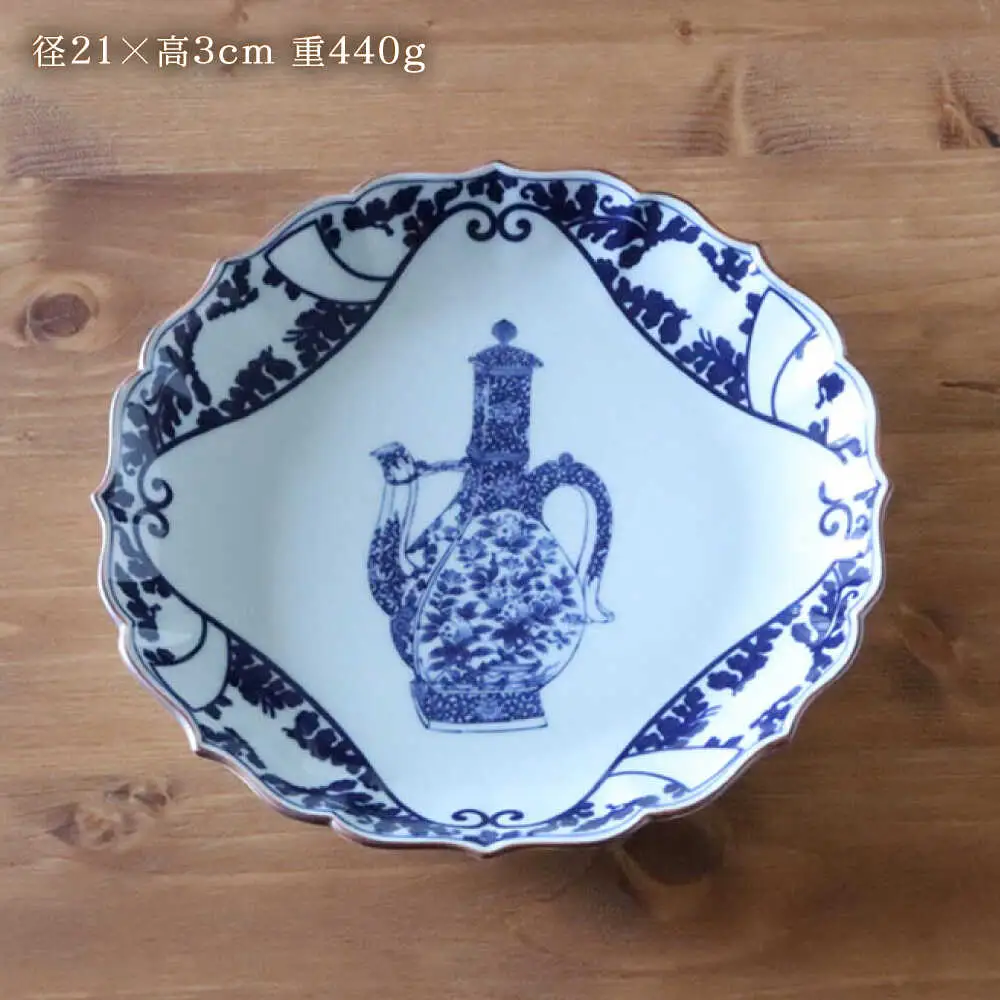 【波佐見焼】古伊万里文様 ざくろ絵 桔梗渕 7寸皿 1点【西日本陶器】[AC282]