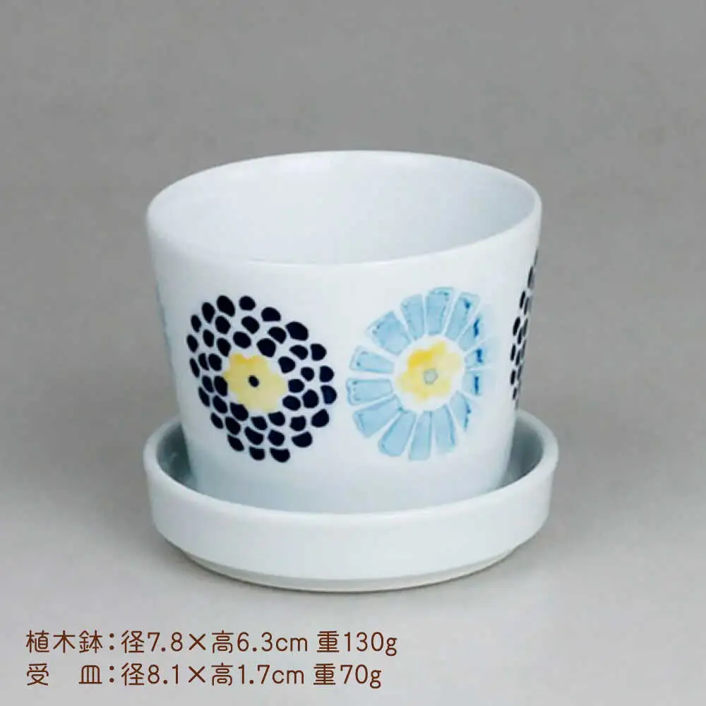 【波佐見焼】 ミニ植木鉢 丸紋菊・二色葉・フィッシュ 3柄セット 【Cheer house】[AC291]