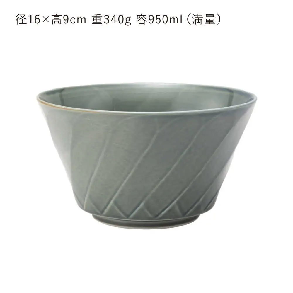 【波佐見焼】彫刻紋 藍墨 ボウル 大〈斜め彫〉3点セット【西海陶器】[OA525]