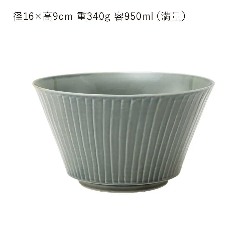 【波佐見焼】彫刻紋 藍墨 ボウル 大〈草林彫〉3点セット【西海陶器】[OA526]