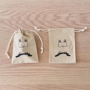 [tulip bear (チューリップベア)] 巾着ポーチ (うさぎとリボン)★イラスト：hanaさん [0829]
