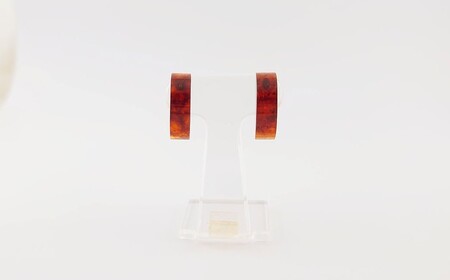 Amberlogue ピアス 半円形（金属素材：K10　琥珀：18×5×8.5mm　サイズ：全長8.5mm）