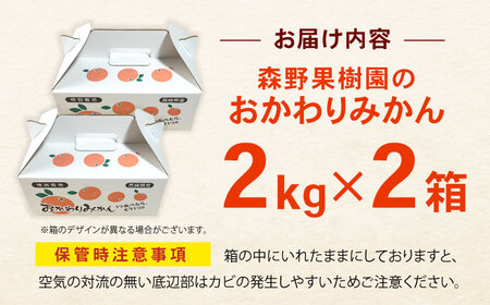 伊木力産 森山果樹園のおかわりみかん 4kg(2kg×2) / みかん ミカン 柑橘 伊木力みかん 温州みかん 2kg 4kg / 諫早市 / 森山果樹園　[AHCO006]