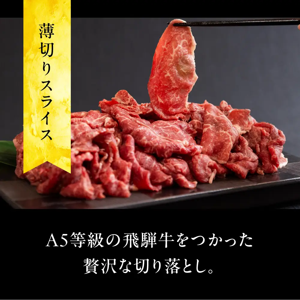A5等級飛騨牛  切り落し 500g 簡易包装　切り落し