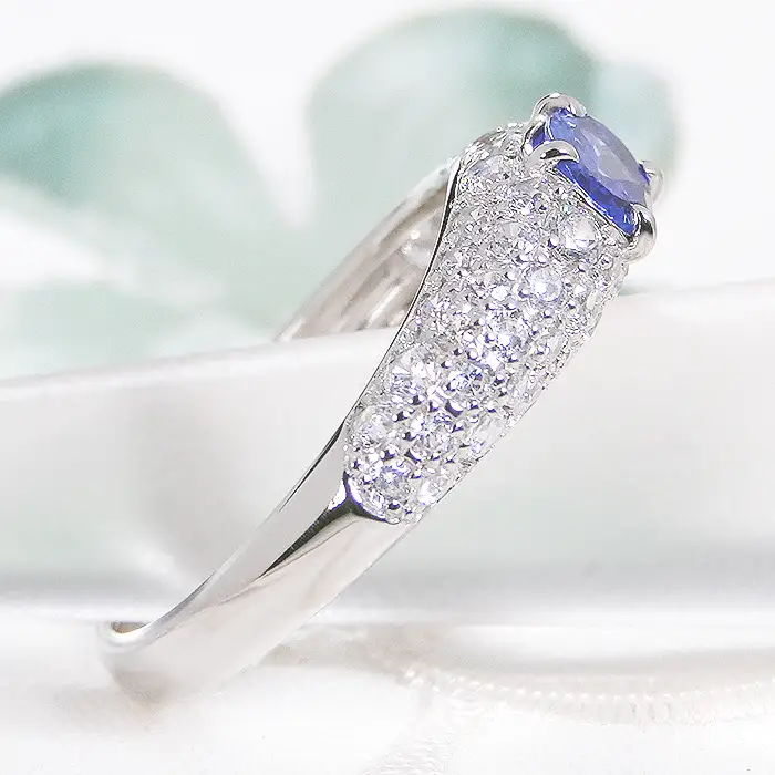 指輪 PT900 プラチナ リング オーバル タンザナイト ダイヤモンド 0.85ct パヴェ ダイヤ ジュエリー【f158-pt-ta】 ALPAZ181
