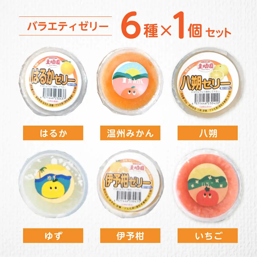 バラエティゼリー 6個セット / ゼリー ぜりー 果汁ゼリー 柑橘 八朔 スイートスプリング はるか いちご ゆず 温州みかん / 諫早市 / 圭昭園　[AHAZ011]