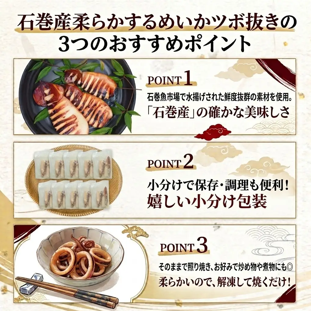 訳あり 石巻産 柔らか するめいか ツボ抜き 180g × 10P スルメイカ いか イカ 烏賊 不揃い 小分け 下処理済み 時短調理 こだわり 冷凍 海鮮 魚介 おかず おつまみ 煮物 焼きイカ BBQ バーベキュー 宮城県 石巻市