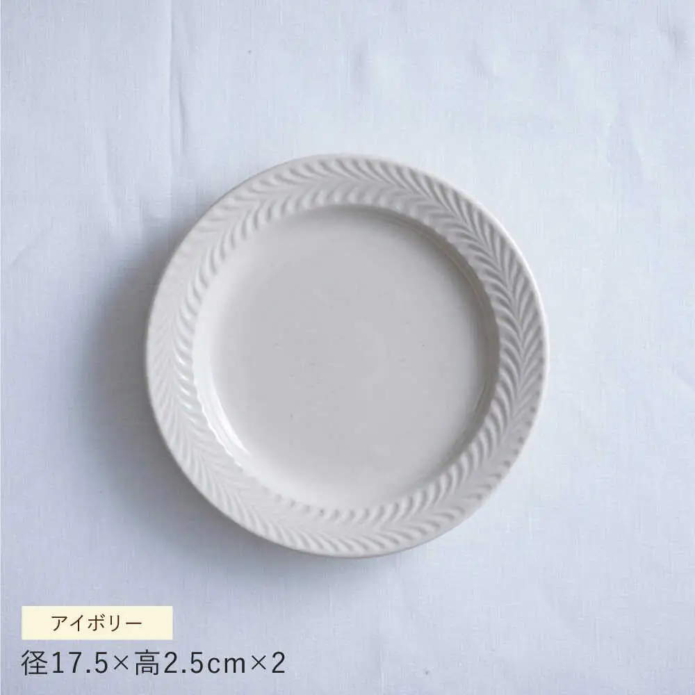 【波佐見焼】ローズマリー　リムプレートM アイボリー 2枚セット　食器 皿【翔芳窯】[FE582]