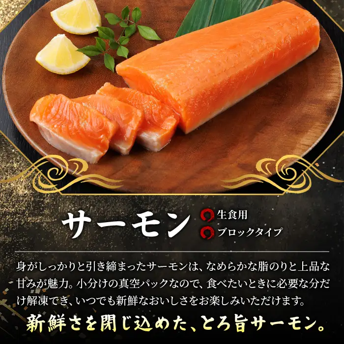 生食用 サーモン ブロック(250g×1P) 鮭 小分け 真空 パック 冷凍 刺身 シャケ サケ 魚 魚介 【AW-97】【丸正水産】