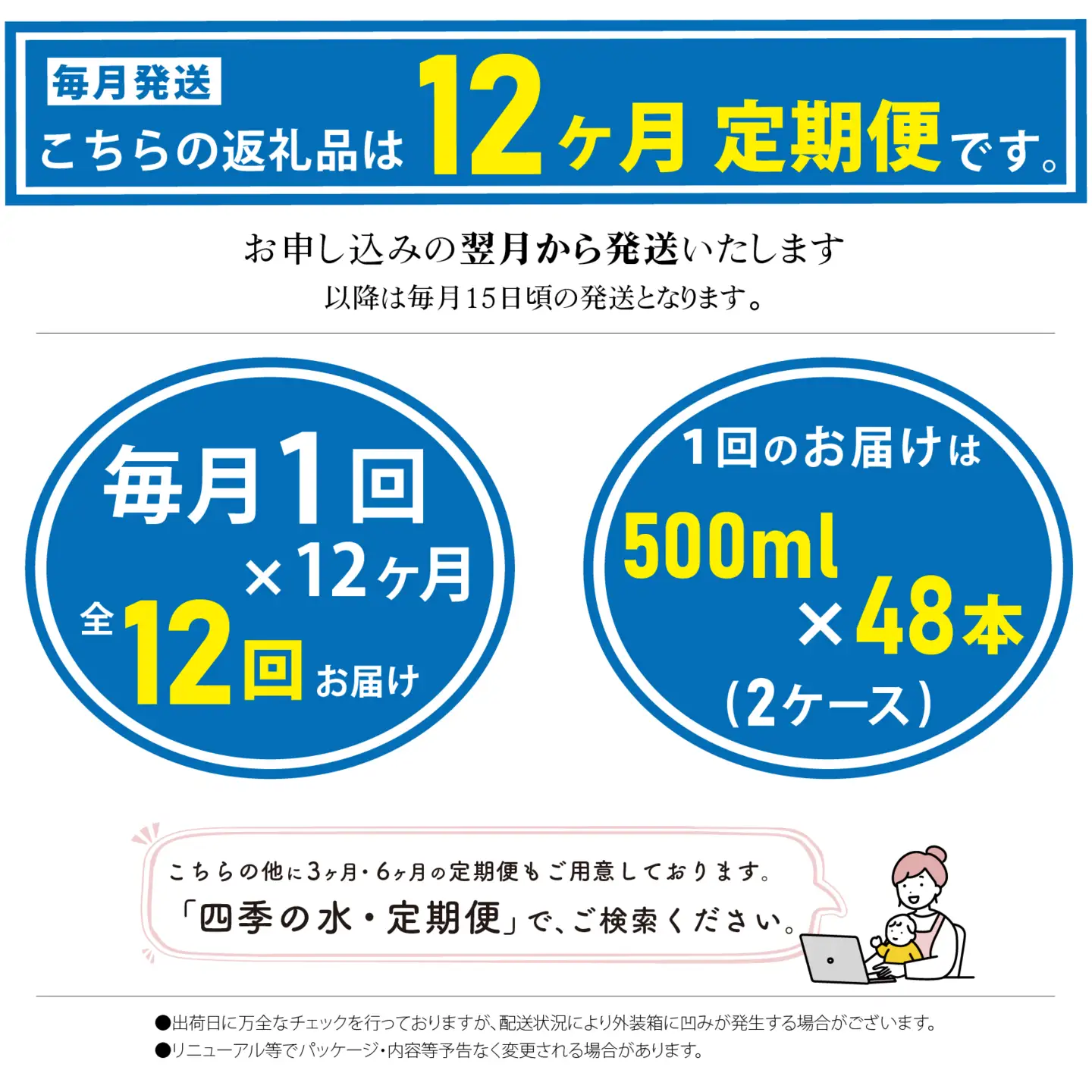 【12ヶ月定期便】富士山麓 四季の水／500ml×2箱・ミネラルウォーター ALPAI050