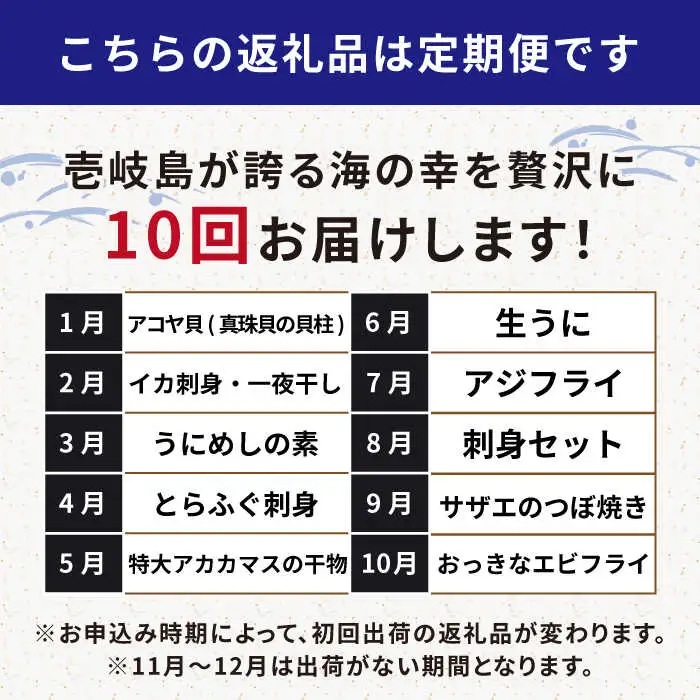 【全10回定期便】 海産物 ギョギョギョ 定期便 《壱岐市》 ウニ 刺身 鮮魚 海鮮[JZX019]