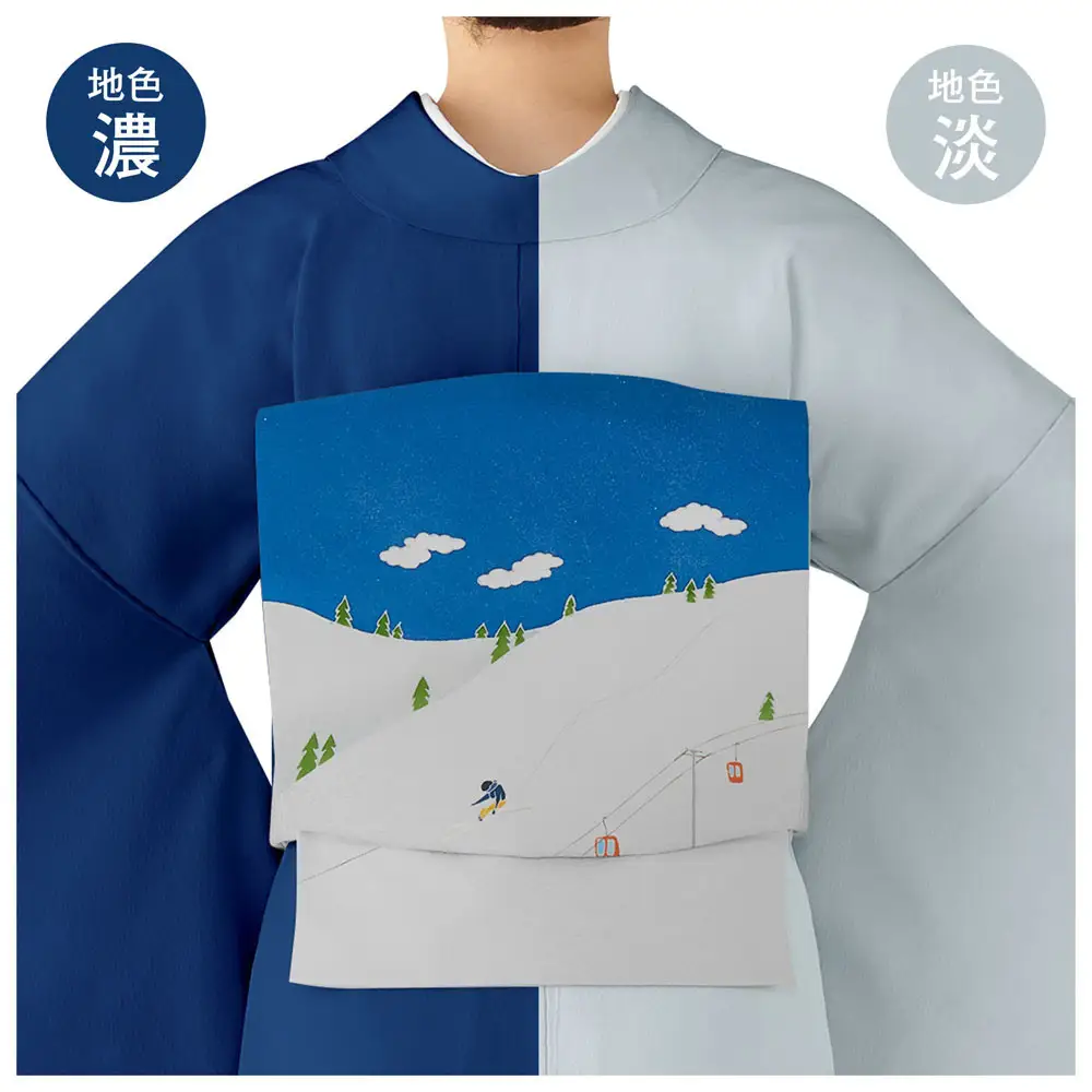 【和装振興応援プロジェクト】歳時記12月2「スキー」京手描友禅 染帯｜染帯 着物 織物 人気 おすすめ [ 手描友禅 帯 染匠 職人 歳時記 人気 おすすめ ギフト プレゼント お取り寄せ 通販 送料無料 ふるさと納税 ]