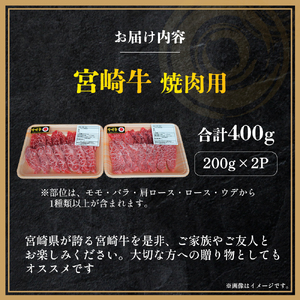 宮崎牛 焼肉用  200g×2P 計400g  宮崎牛 