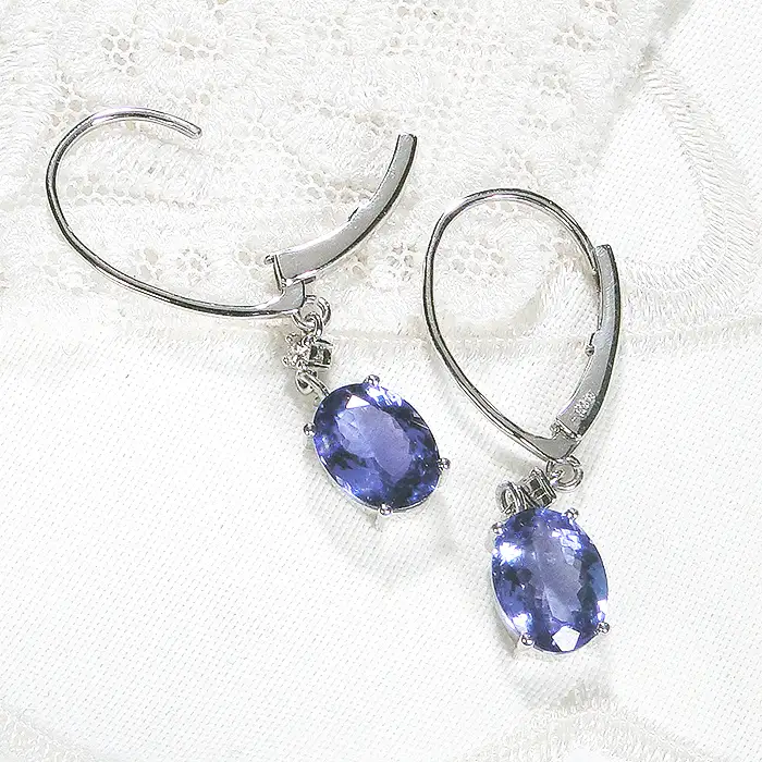 ピアス プラチナ Pt900 タンザナイト 大粒 オーバル4.0ct ダイヤモンド 0.06ct フレンチフックピアス レディース 揺れるピアス キャッチレス クリスマス 12月 誕生石 ジュエリー 【f284-pt-ov-ta】 ALPAZ193
