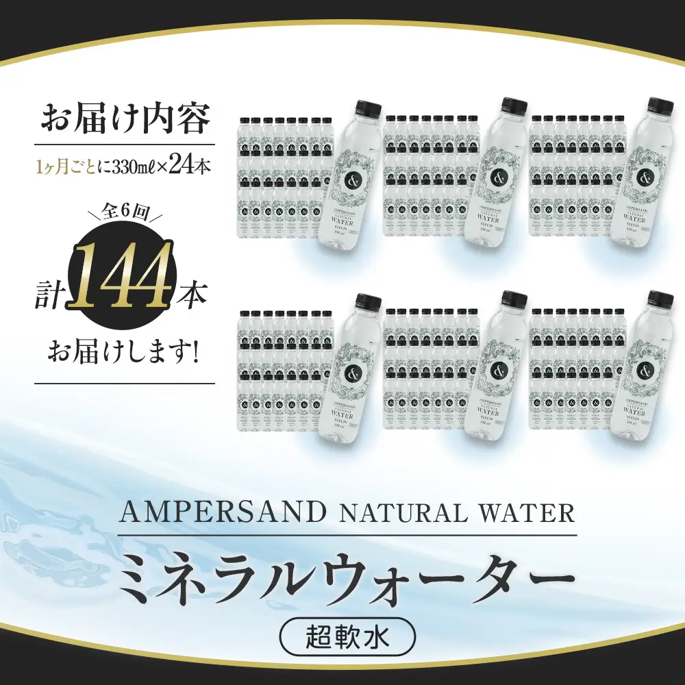 ＜６ヶ月連続お届け 定期便＞ AMPERSAND NATURAL WATER 330ml×24本（ミネラルウォーター）｜ 水 超軟水