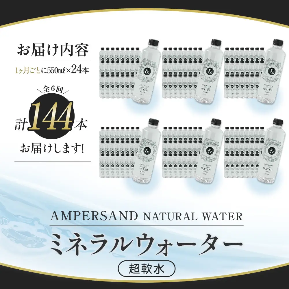 ＜６ヶ月連続お届け 定期便＞ AMPERSAND NATURAL WATER 550ml×24本（ミネラルウォーター） ｜ 水 超軟水
