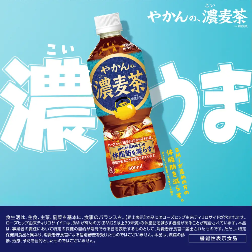 【2ヶ月定期便】【機能性】やかんの濃麦茶 from 爽健美茶 600mlPET×48本 | コカ・コーラ 麦茶 飲料 ドリンク 飲み物 お茶 北海道 札幌市