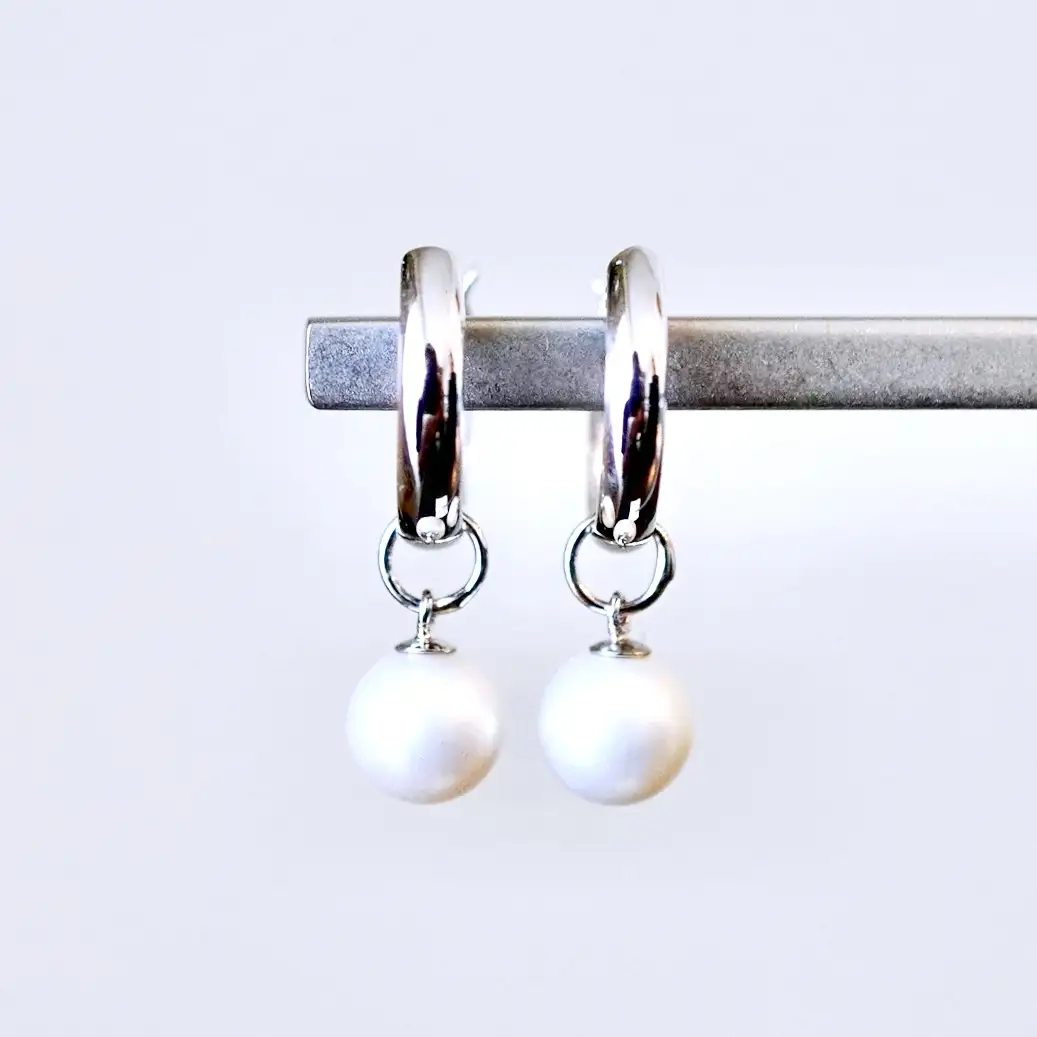 Pt900 プラチナ 2WAY ピアス 地金 真珠 パール フープピアス (直径10mm) 保証書付 SMK-5249 SWAD098-ppt
