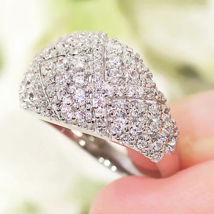 指輪 プラチナ リング PT900 ダイヤモンド 2.0ct パヴェ レディース ゴージャス ボリューム 幅広 贅沢 2カラット ダイヤ Pave ステンドグラス ジュエリー 【f295-d-pt】ALPAZ186