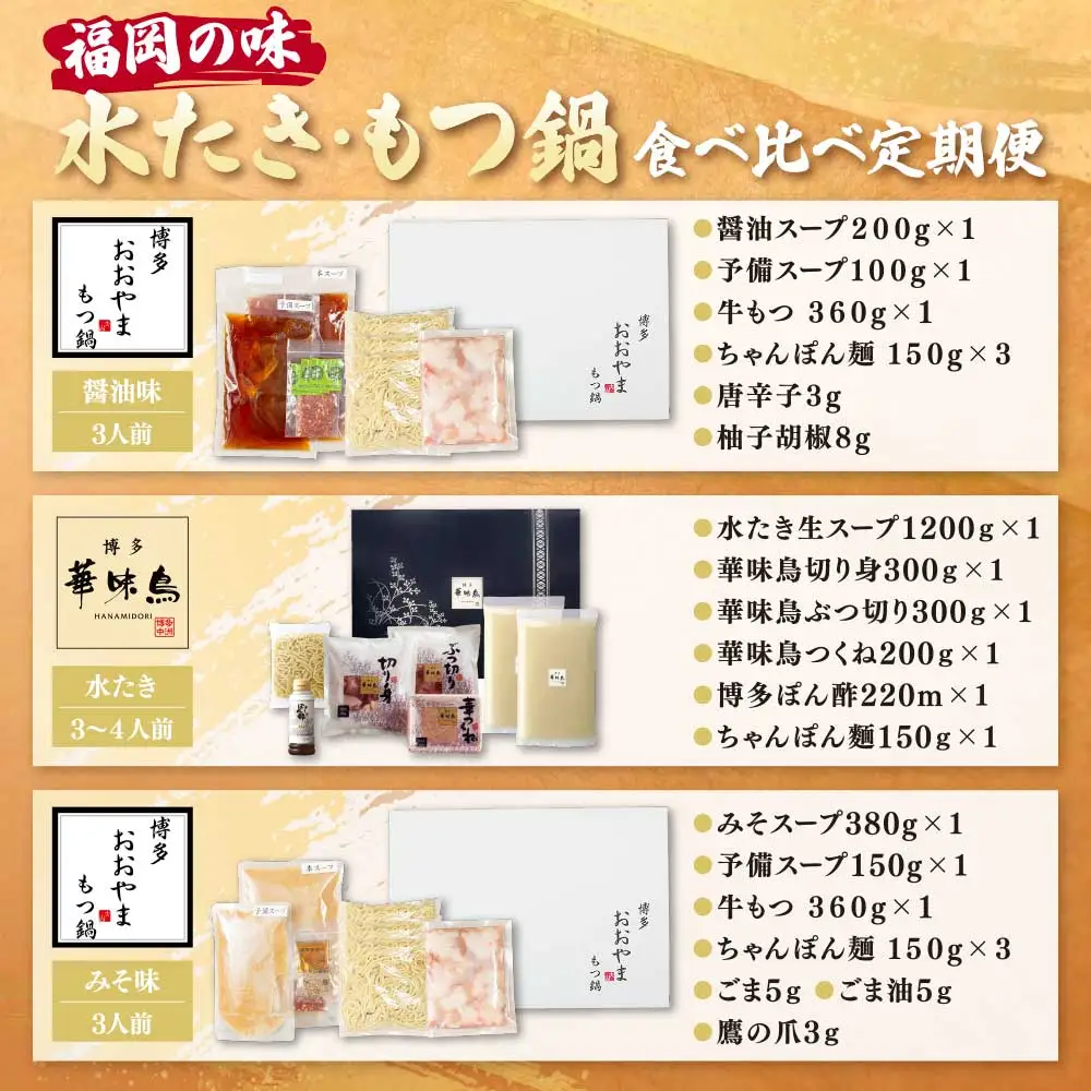 Z08-90 本場博多の味水炊き・もつ鍋食べ比べ定期便【隔月定期便（年3回発送）】水炊き もつ鍋