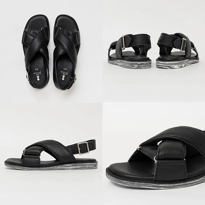 【選べるカラー・サイズ】CROSS STRAP SANDALS 黒毛和牛革のレザーサンダル 全3カラー 全8サイズ j0-006