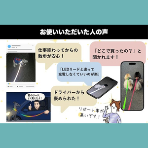 『ギラギラ・浅葱ブルー』犬用光るリード/特注高輝度反射材使用【小型犬用10キロまで】｜散歩 愛犬 夜散歩 阿見町 茨城県（40-31）