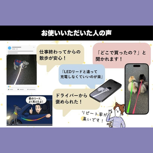 『すみれパープル』犬用光るリード/特注高輝度反射材使用【小型犬用10キロまで】｜散歩 愛犬 夜散歩 阿見町 茨城県（40-32）