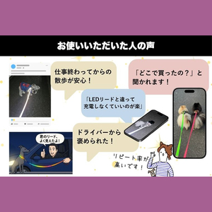 『ギラギラ・小悪魔ピンク』犬用光るリード/特注高輝度反射材使用【小型犬用10キロまで】｜散歩 愛犬 夜散歩 阿見町 茨城県（40-34）