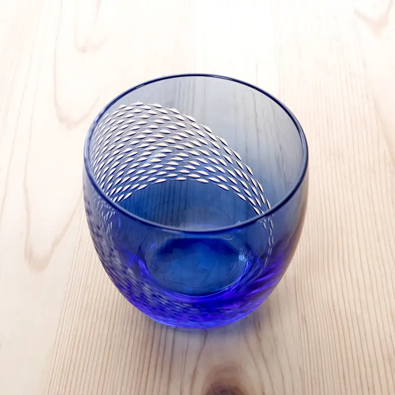 浅草切子 aquatic「回遊展開 丸オールド青藍」_0012-080-T07