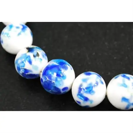 沖縄伝統工芸!琉球とんぼ石 10mm 数珠ブレスレット 青白【1185697】