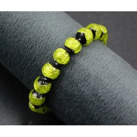 沖縄の伝統工芸!琉球とんぼ石/ホタルガラス 10mm 数珠ブレスレット 黄【1185705】