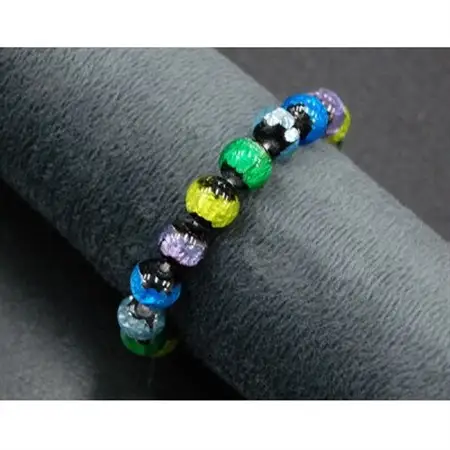 沖縄伝統工芸!琉球とんぼ石/ホタルガラス 10mm 数珠 ブレスレット ネオンカラー マルチ【1185708】