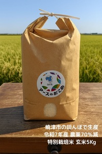 令和7年産　アースのおこめ　農薬70％減　特別栽培米　玄米5Kg (a21-084)