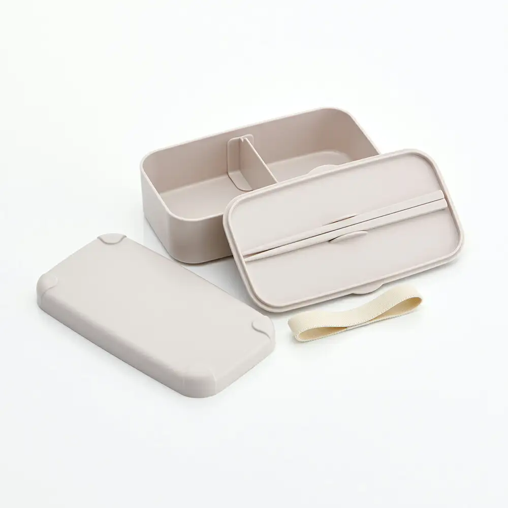 食洗機、電子レンジ対応 スマホスタンド付き 弁当箱 600ml 1段 箸付き PLB6SSH ベージュ 奈良県奈良市 4-174 716966