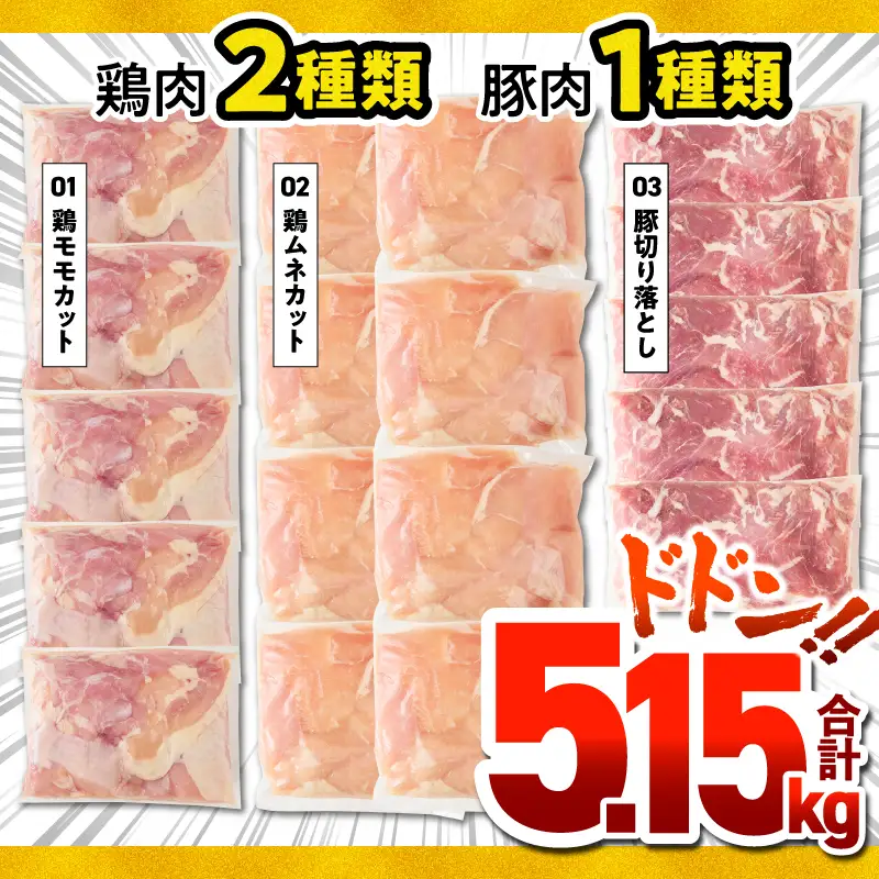 鹿児島県産 豚 鶏 バラエティ 5.15kg KN165-002 肉 豚肉 鶏肉 冷凍